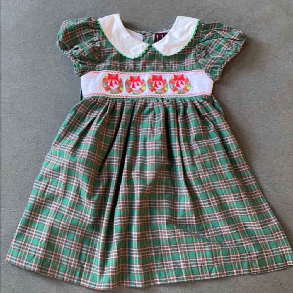 EUC Holiday Christmas Embroidered Plaid Dress